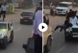 कारच्या छतावर डान्स करण्याचा तरुणांचा स्टंट; चालकाने ब्रेक मारताच हवेत उडाले अन्…, VIDEO VIRAL